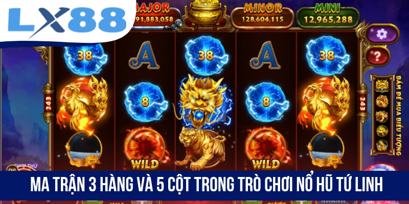 Ma trận 3 hàng và 5 cột trong trò chơi Nổ Hũ Tứ Linh