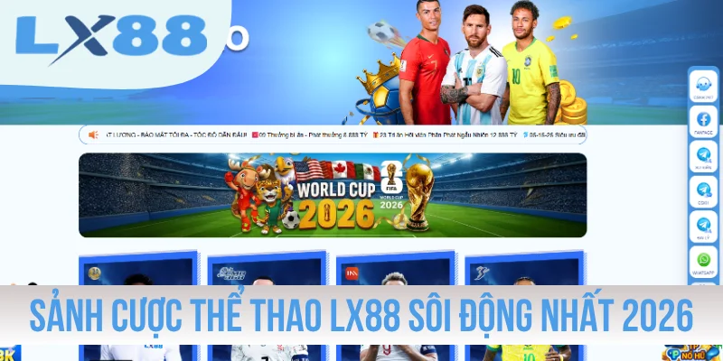 Sảnh cược thể thao LX88 sôi động nhất 2026